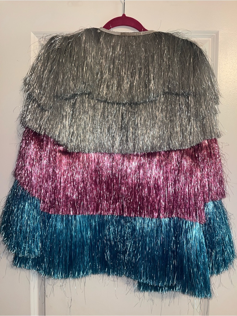 Nasty Gal Silver, Pink & Blue Layered Tinsel Jacket - Picture 2 of 3
